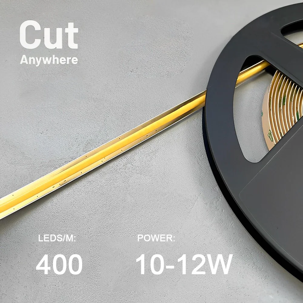 Anywhere Cut new Arrival 12V COB LED Strip light 3000K 4000K 6000K 90Ra 5M/Roll with free connectors