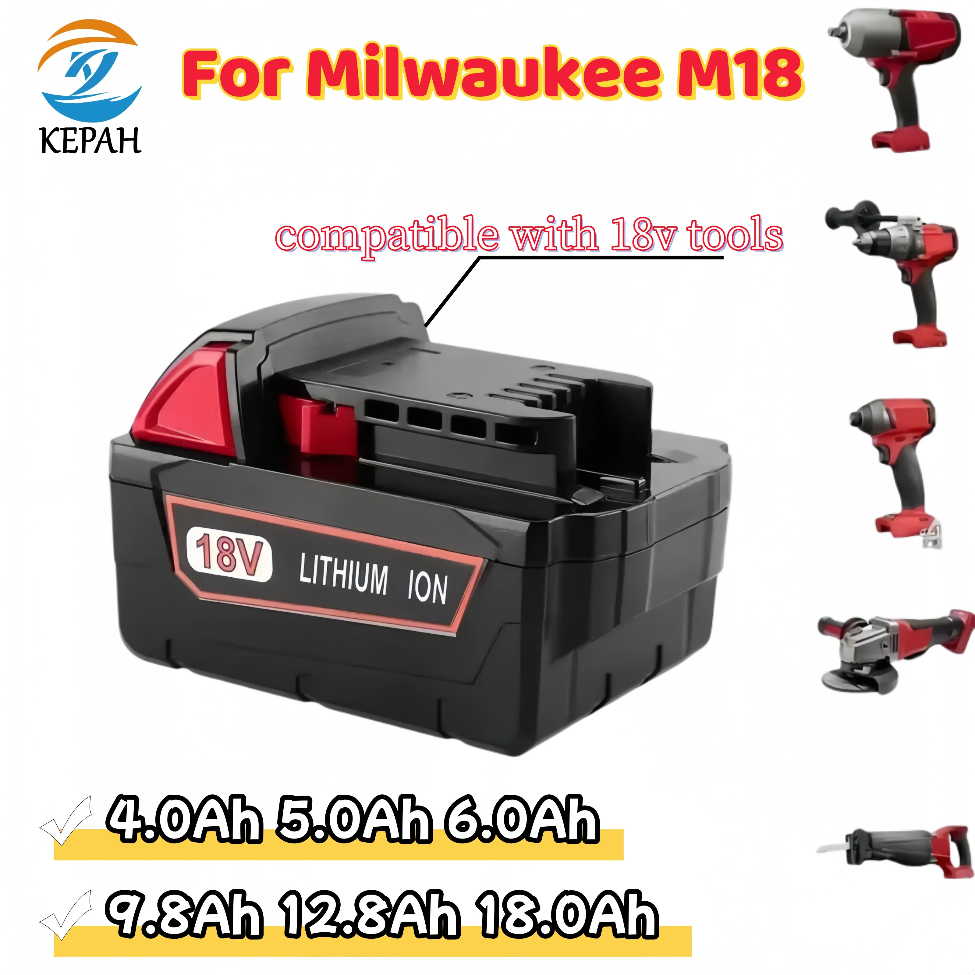 

Новая замена 18 В для литиевой батареи Milwaukee M18 XC 48-11-1860 48-11-1850 48-11-1840 48-11-1820 перезаряжаемые батареи
