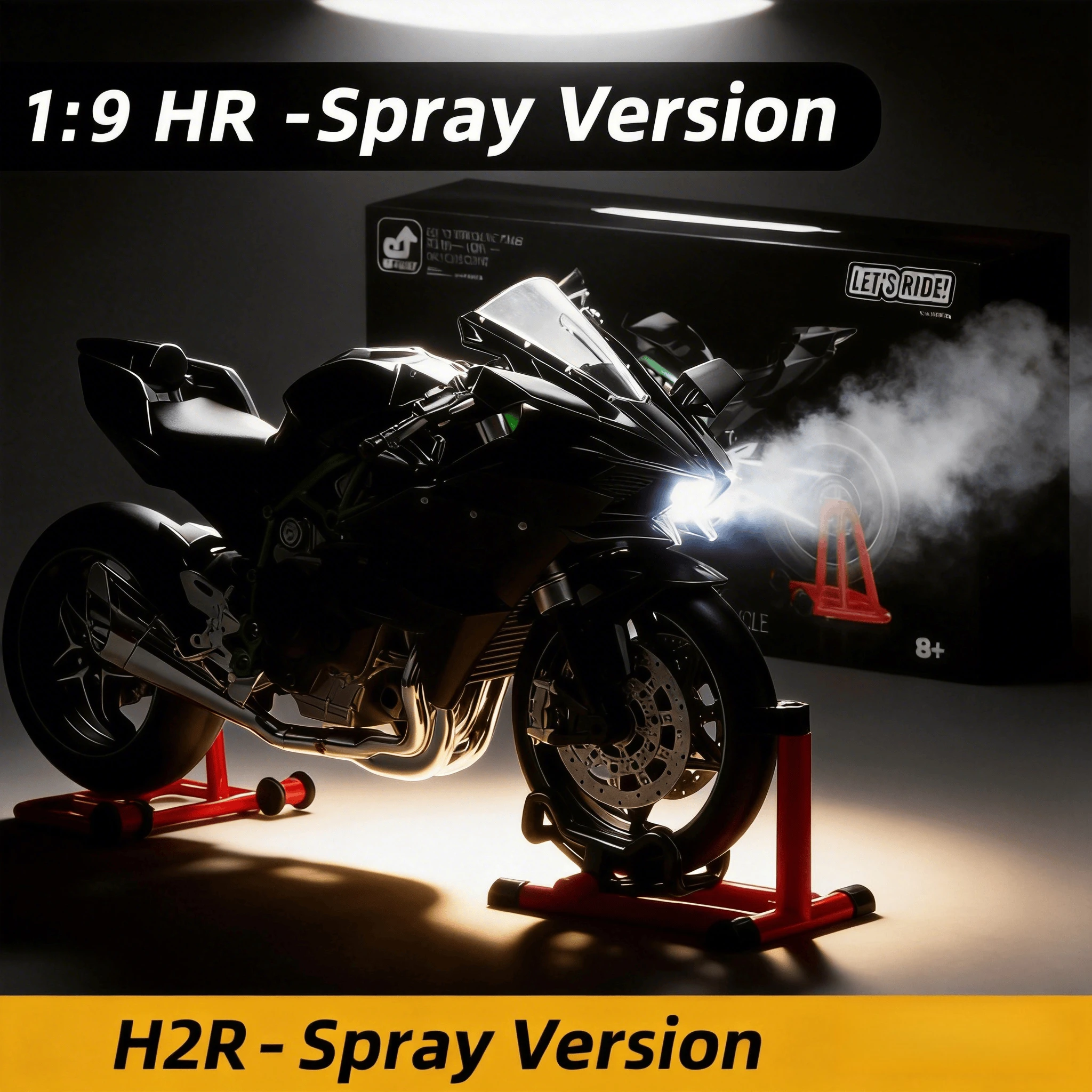 1:9 ForKawasaki H2R With Spray Effect Alloy Motorbike Model Diecast Metal MotorcycleSound＆Light Children Toy Car Vehicles Gifts
