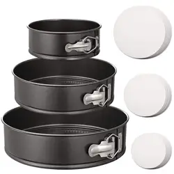 Springform Pan Set of 3 Non-stick Cheesecake Pan Leakproof Round Cake Pan Set Includes 3 Pieces 4