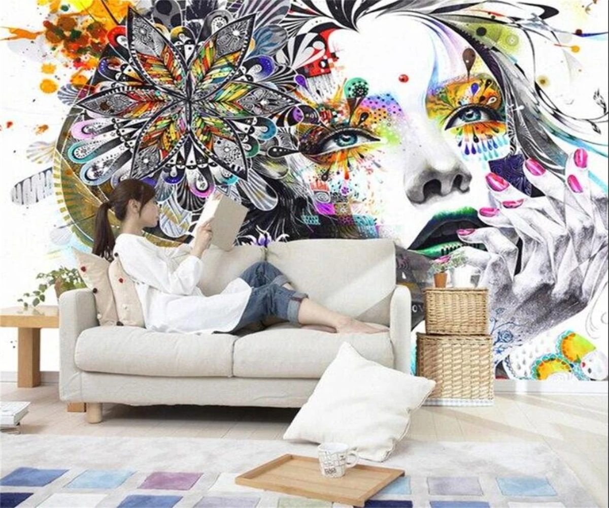 Beibehang Customized Environmentally Friendly Hand Drawn Sketches, Personalized Artistic Abstract Avatars, Background Wallpaper
