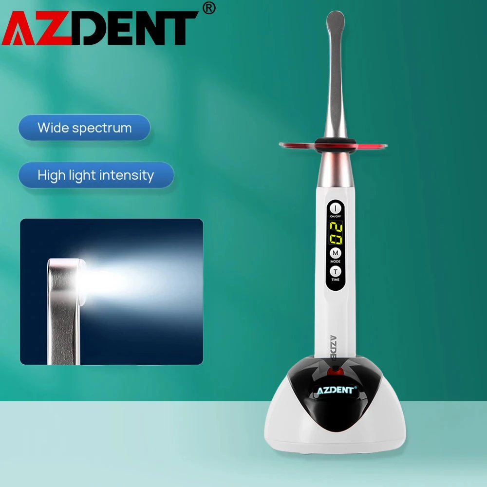 

New 2024 Azdent Dental LED Curing Light 1 Sec Curing Machine 3 Modes Intensity 2200mw Wide Spectrum Cure Lamp Dentist Tools