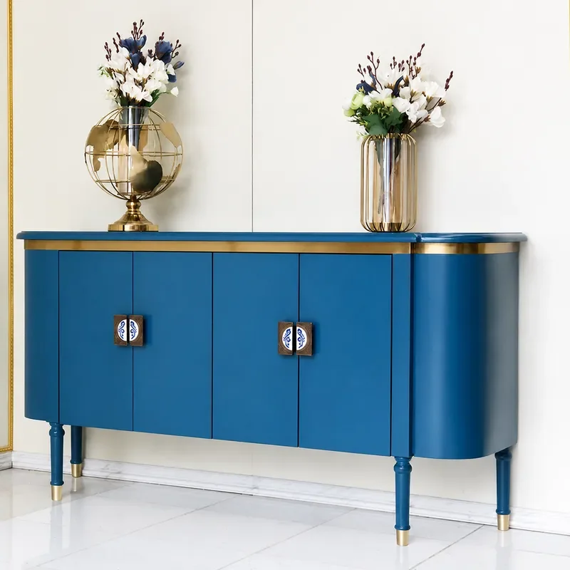 Blue Light Luxury Foyer Cabinet Living Room Decorative Storage Sideboard Locker Wholesale Factory Direct