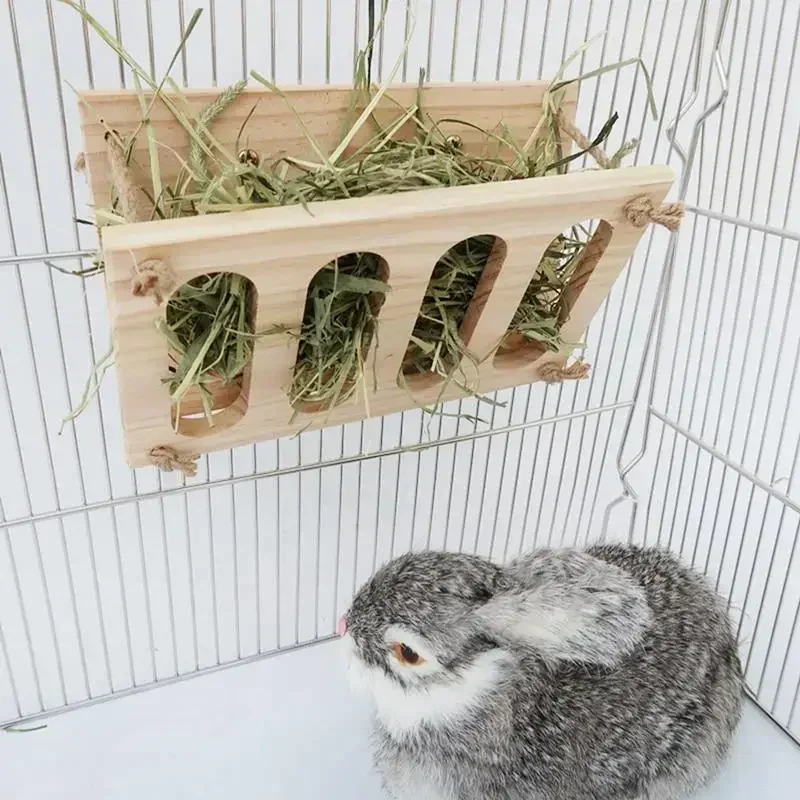 1pc Hay Rack Foldable Wooden Hay Feeder Hay Manger For Bunny Guinea Pig Chinchilla Small Pet Feeding Supplies