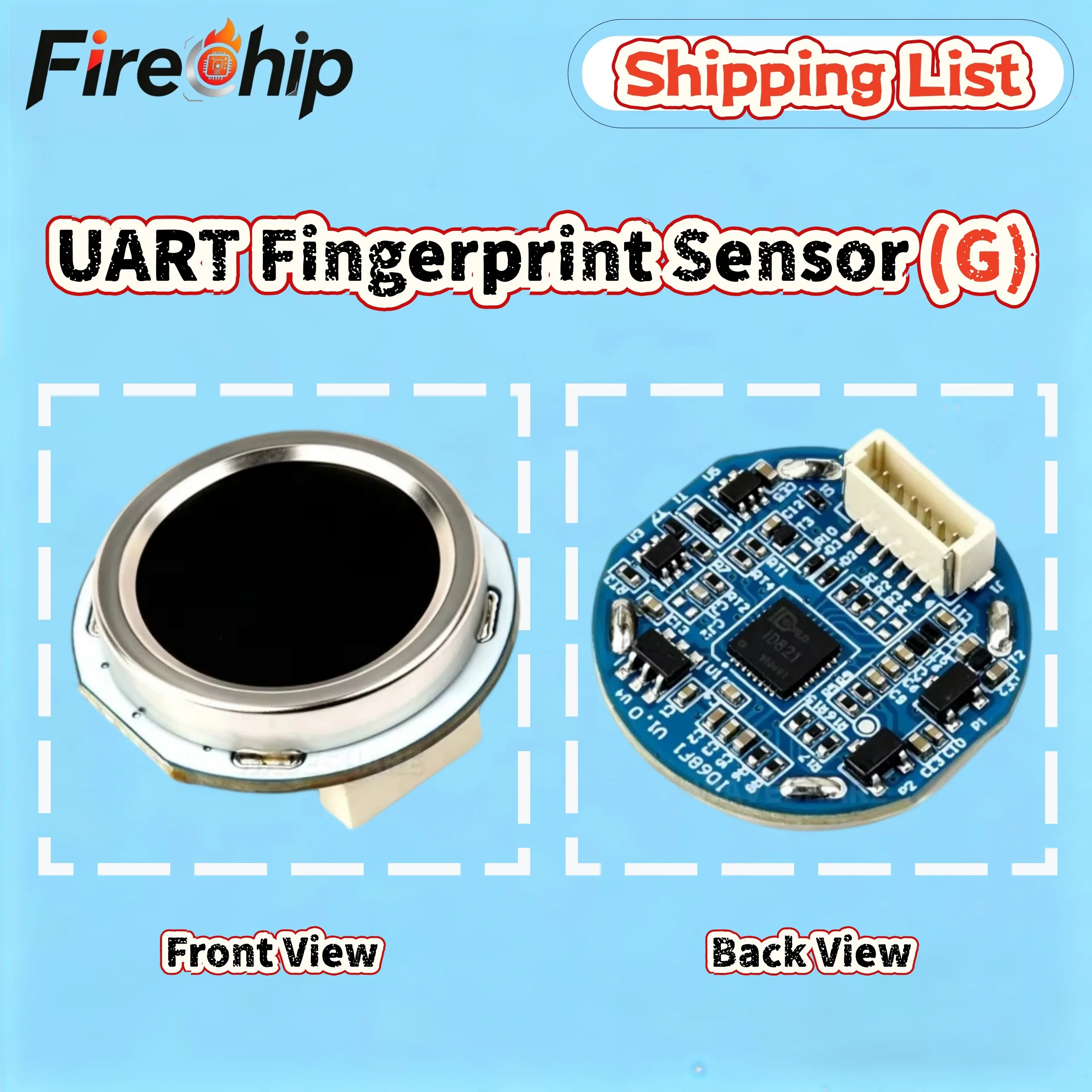 Waveshare Round All‑In‑One Capacitive Fingerprint Sensor Module G 192×192 Pixels Onboard LED Indicator UART Fingerprint Sensor