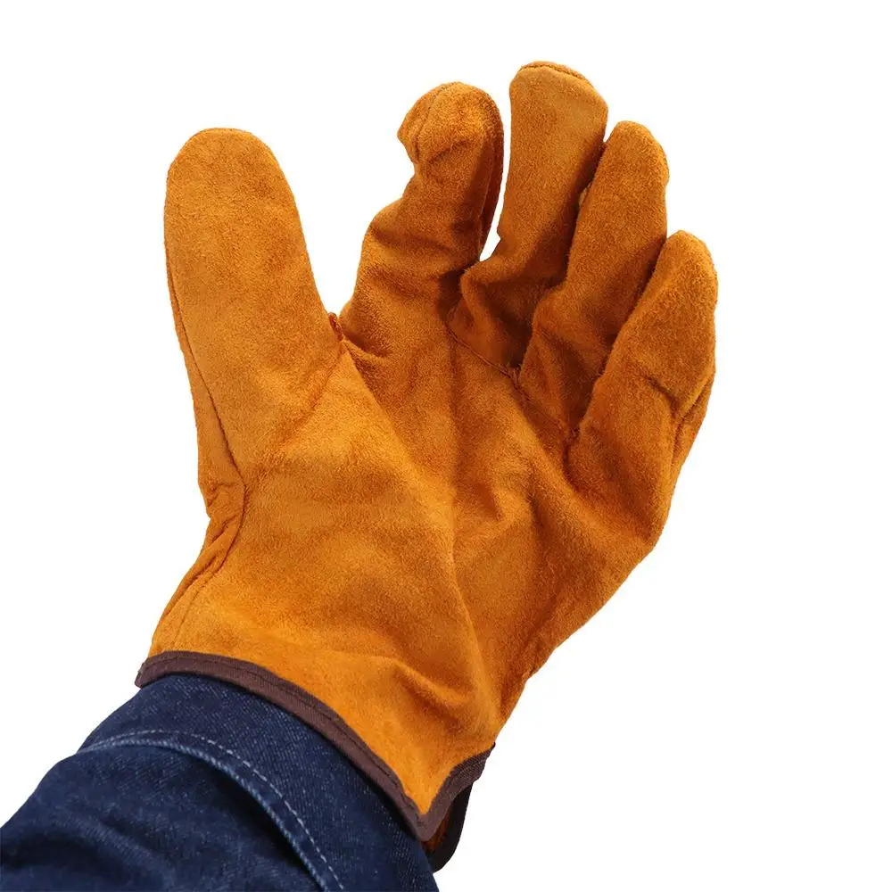 1 Pair Fireproof Welding Gloves Cow Leather Labor Protection Work Safety Glove Antiskid Acid Resistance Welder Gloves