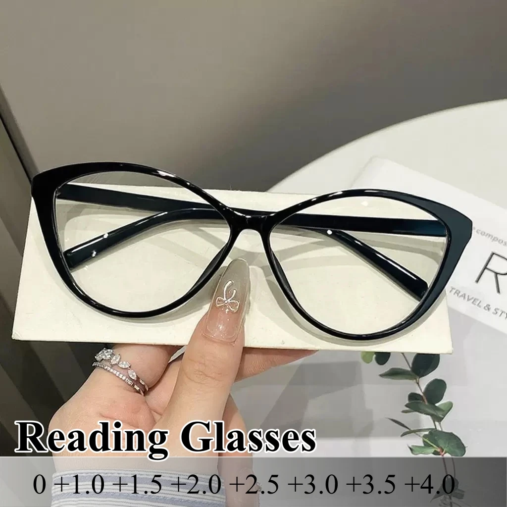 

Fashion Cat Eye Reading Glasses Women Anti-blue Light Prescription Eyewear Retro Far Sighted Eyeglasses Optical Lens 0 To +4.0