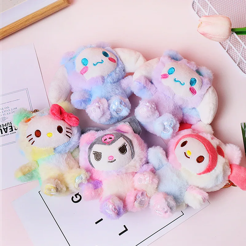 Cute Magic Color Cross-dressing Koromi Kawaii Plush Cartoon Sanrio Key Chain Doll Cinnamoroll Anime Action Figures Pendant Doll