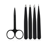 Eyebrow Tweezers Set Ingrown Hair Removal Tweezers Scissors for Splinter with Leather Case Drop Shipping