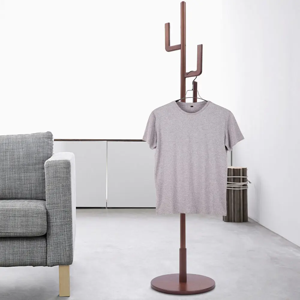 

Wooden Free-Standing Coat Rack with 6 Hooks – Space-Saving Hat Hanger