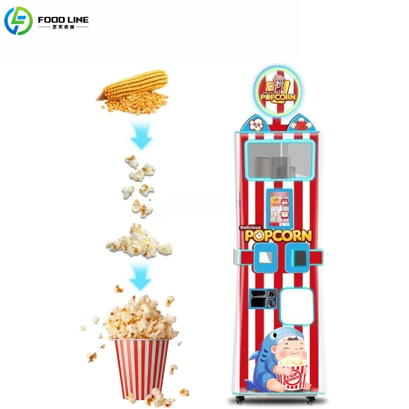 

Индивидуальный полностью автоматический торговый автомат попкорна с умным сенсорным экраном, бескашная оплата, 24 часа, самообслуживание для торгового центра, кино, стадиона