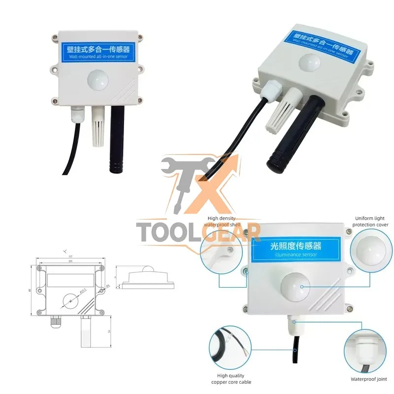 2026hotsale* Indoor Green House IoT Weather Station 4 in 1 Wall Mounted Modbus RS485 4-20mA 0-5V Illuminance Temperature