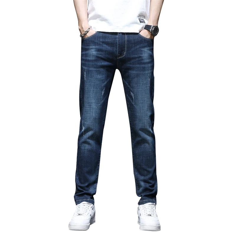 Estate nuovi uomini Casual Micro-stretch Jeans maschili di alta qualità da viaggio per le vacanze quotidiane pantaloni dritti Slim Fit