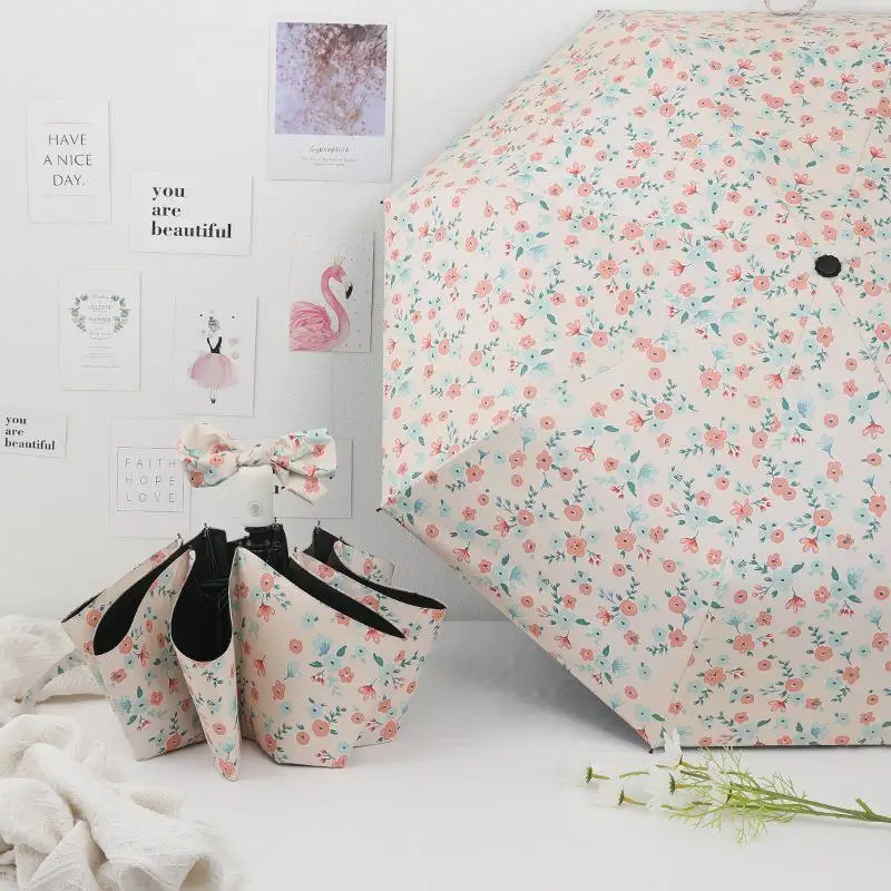 UVカット傘 ブラック グルー サニー レイン 両用傘 小型 フレッシュ イエロー フラワー サンシェード 家庭用 日常傘