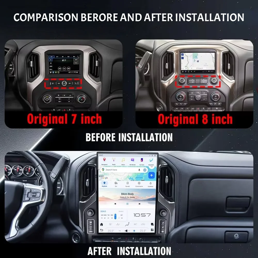 16.2 Android Auto Car Radio Wireless Carplay For GMC Sierra Chevrolet Silverado 2019-2023 Stere GPS Navigation Multimedia Player