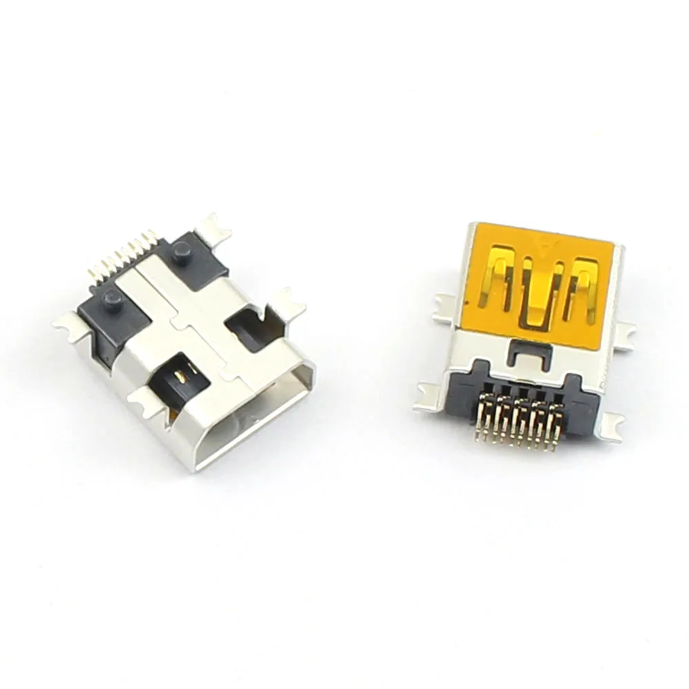 10pcs Mini USB 10P Connector Type B 10 Pin SMT SMD Female Mount Jack Charging Socket Power Plug Port Flat