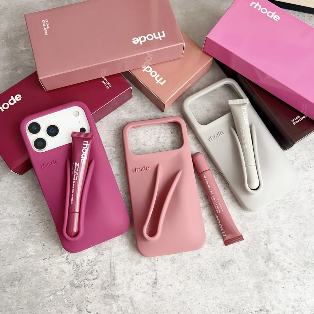 Luxuriöse Candy Lippenstift Make-up Weiche Silikon Handyhülle für iPhone 17 16 11 13 12 14 15 Pro Max Tragbare Lipgloss-Hülle mit Box