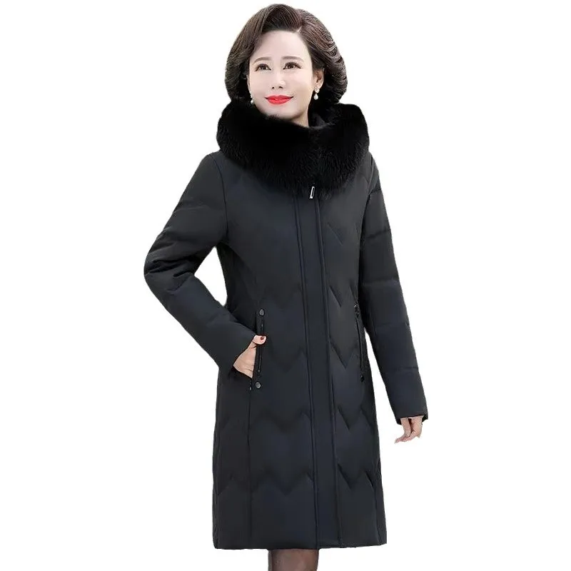 Winter Down Cotton Jacket Middle Aged Elderly Mothers Warm Women\'s Clothing Versatile Temperament Slim Fit Coats Female Parkas