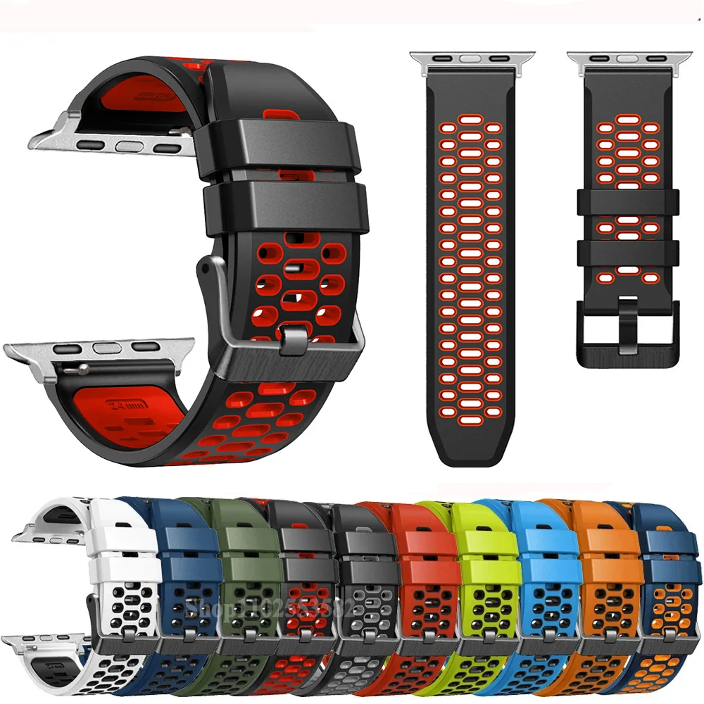 سيليكون رياضي للساعة ، سوار معصم لساعة أبل ألترا 2 ، أكسسوار ، سلسلة 9 ، 8 ، 7 ، SE ، 6 ، 45 ، 44 حزام ساعة ، 42 Apple ، 49