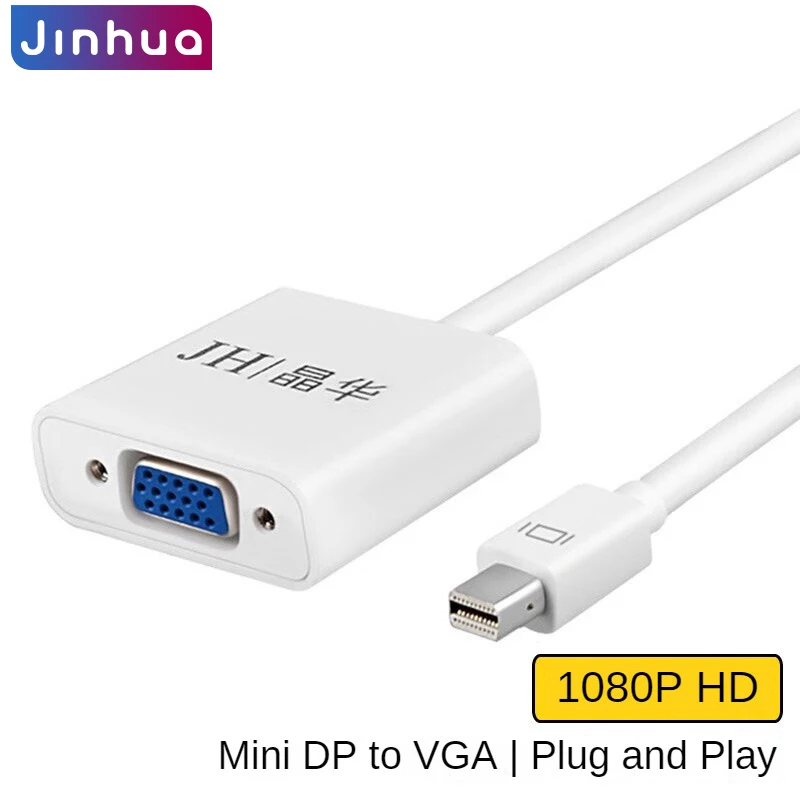 Mini DisplayPort to VGA Adapter 1080P 60Hz Active Mini DP Male to VGA Female Video Converter for Laptop MacBook ThinkPad Monitor