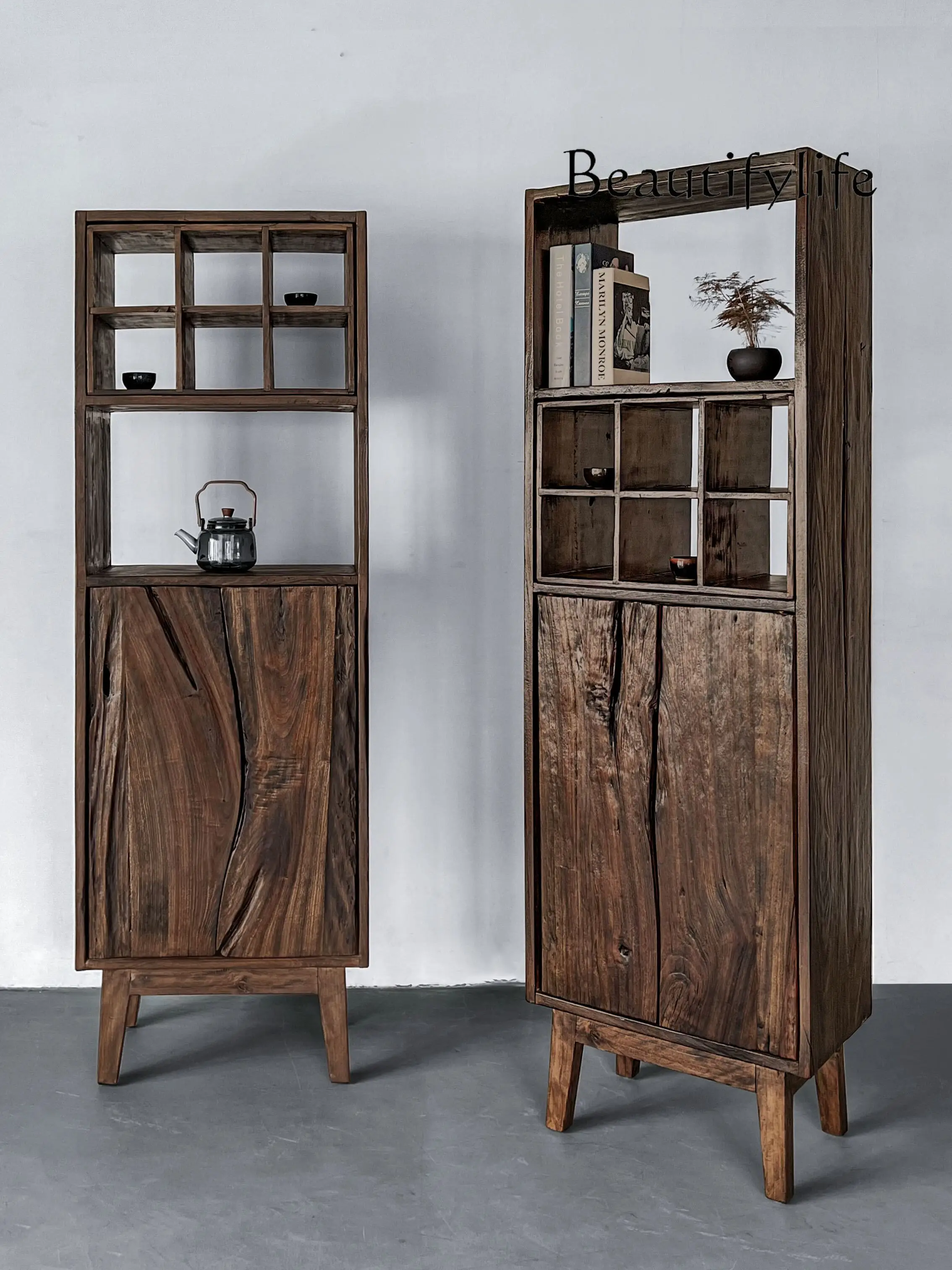 Sili Style Solid Wood Storage Cabinet Home Antique Style High Leg Clothes Closet