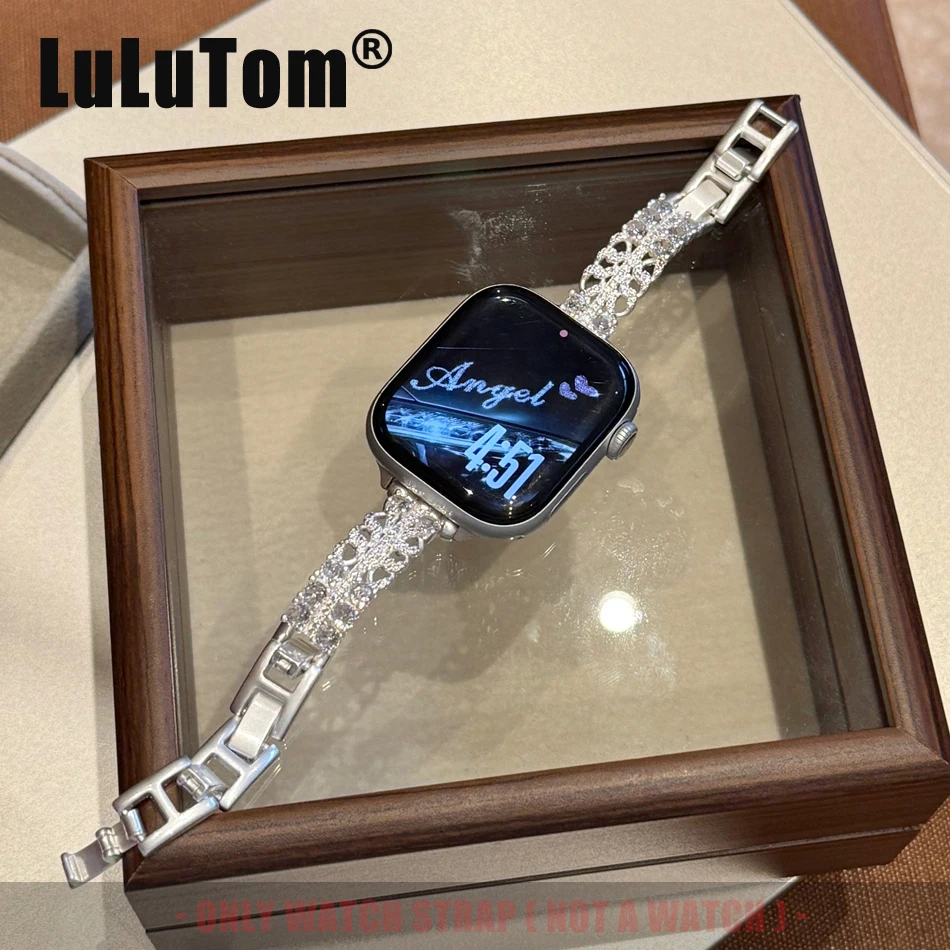 

Exquisite Women with Pavé Diamonds Watch Strap for Apple Watch 11 10 9 8 7 6 5 SE 4 Ultra Bands Iwatch 38 40 41 42 44 45 46 49mm