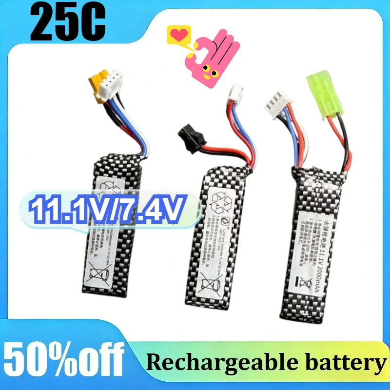 

For Water Gun 3S 11.1V 1800mAh 25C 401855 Lipo Battery Set for M4/AK Mini Airsoft BB Air Pistol Electric Toys RC Parts