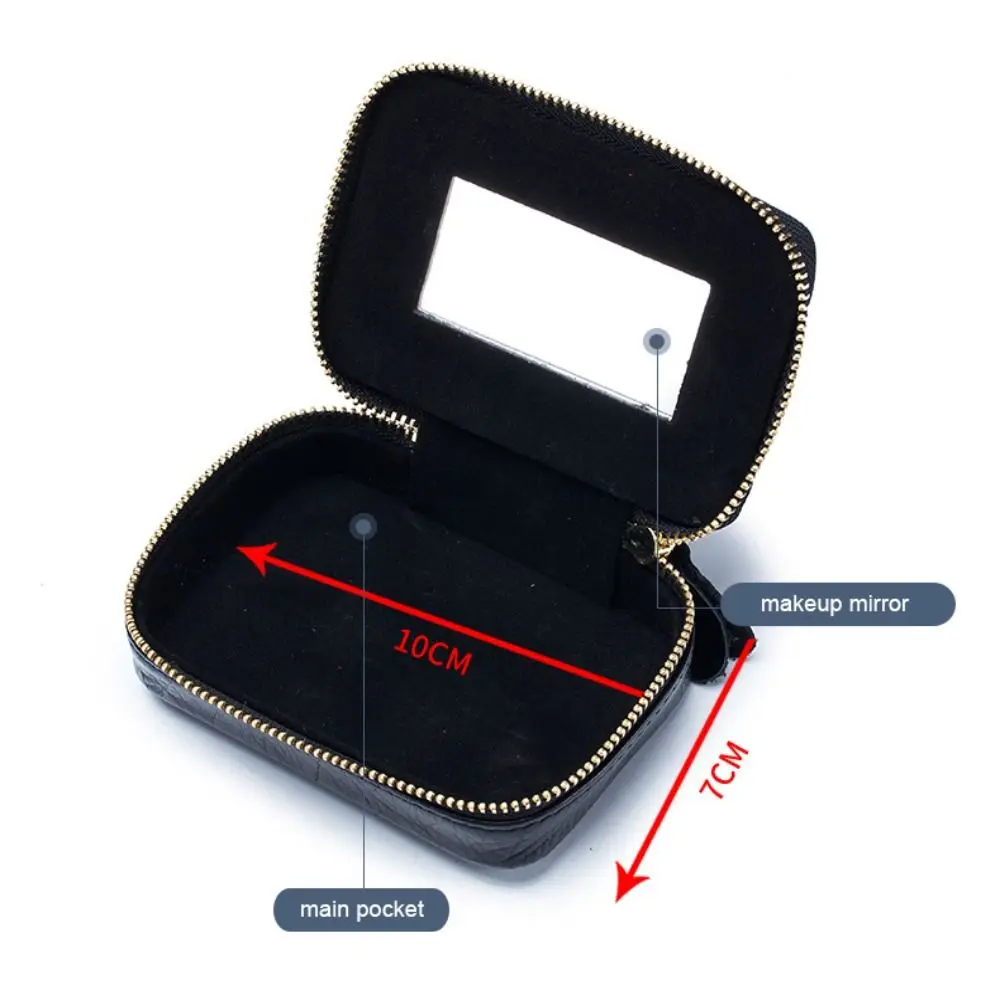 Versatile Genuine Leather Lipstick Case Mini Size Handheld Makeup Bag Portable Earphone Case Cable Organization