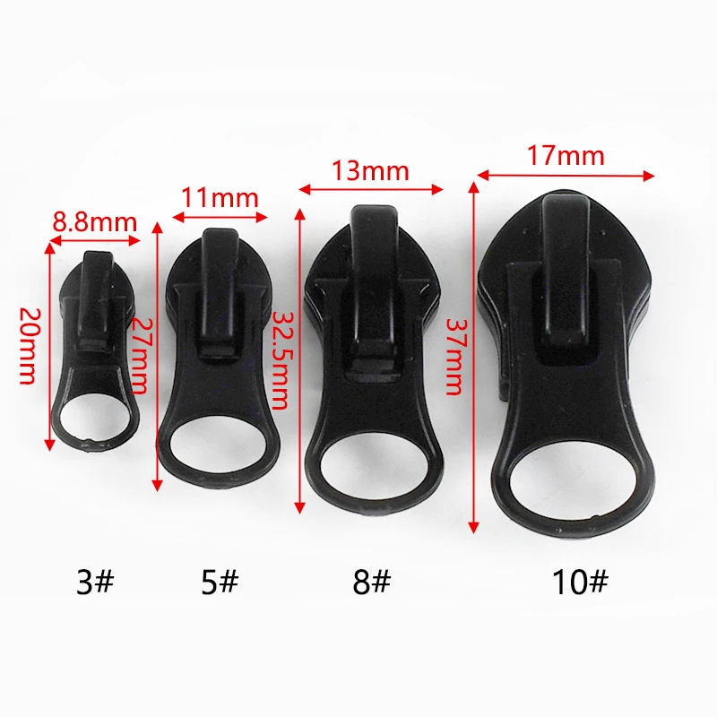 5-30 unidades 3 #   5 #   8 # 10 #   Controle deslizante de zíper invertido para nylon, kit de reparo de cabeça de extrator de zíper invisível à prova d'água, acessórios de costura diy