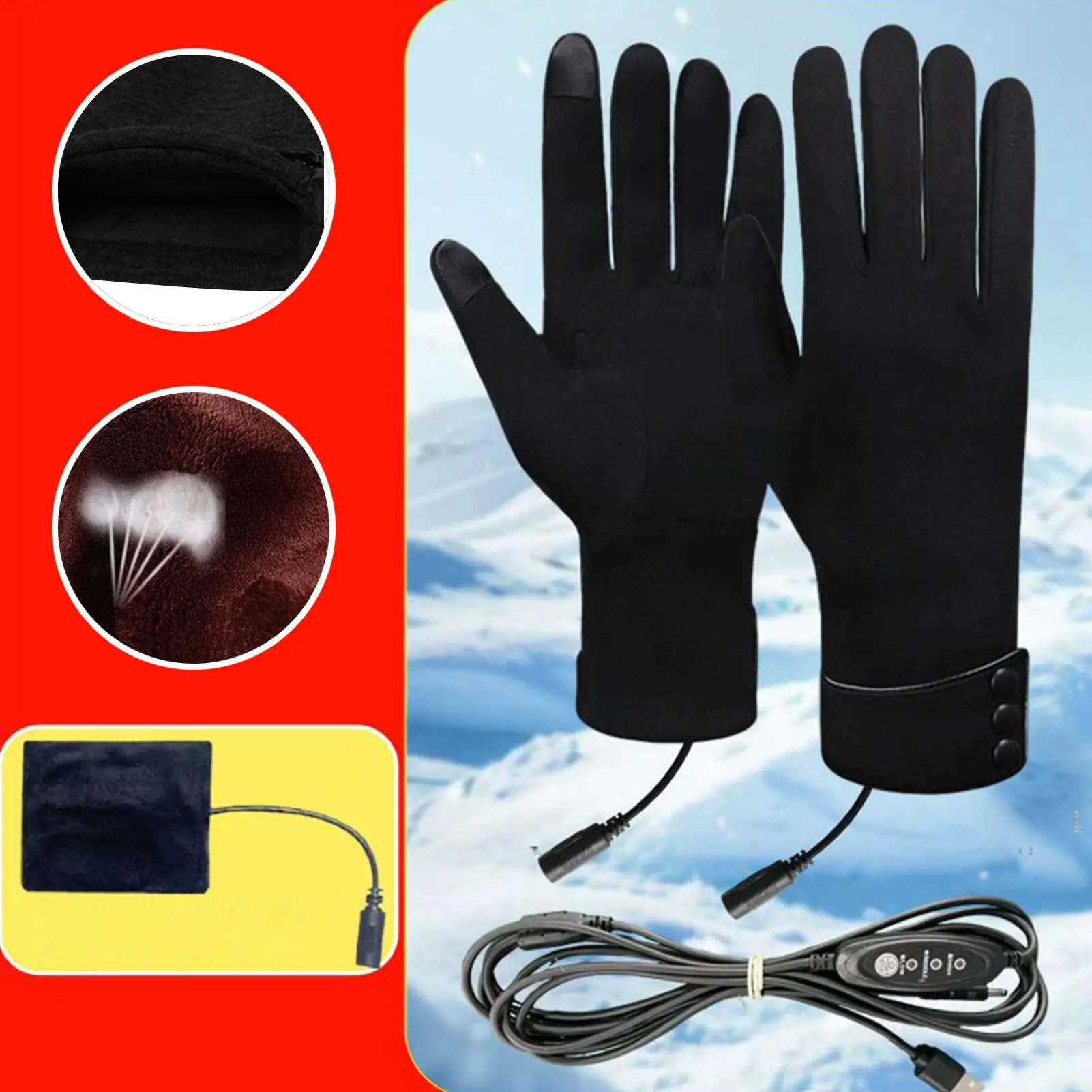 

Перчатки с подогревом для женщин, 3-уровневые перчатки с USB-подогревом, оборудование для катания на лыжах, сноуборде, кемпинга, садоводства, прогулок