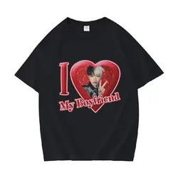 I Love My Boyfriend Ateez Korean Band Graphic T Shirt Men's Women Kpop Fashion Harajuku T-shirts Casual Cotton Oversized T-shirt