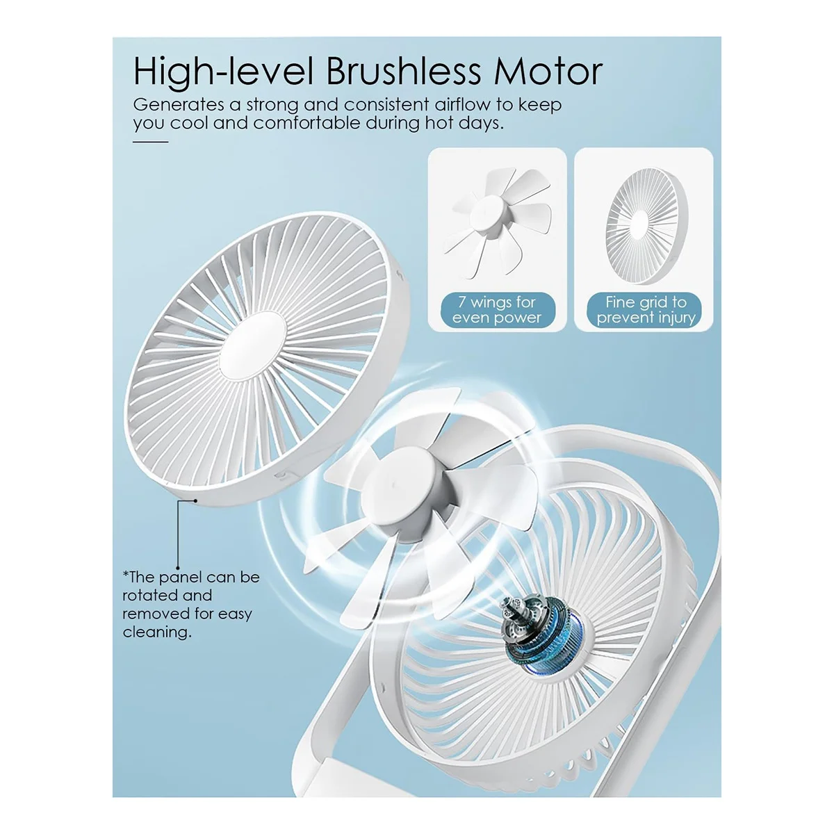 Desk Fan Desk Fan,Small Fan Quiet, USB Fan with Night Light, Table