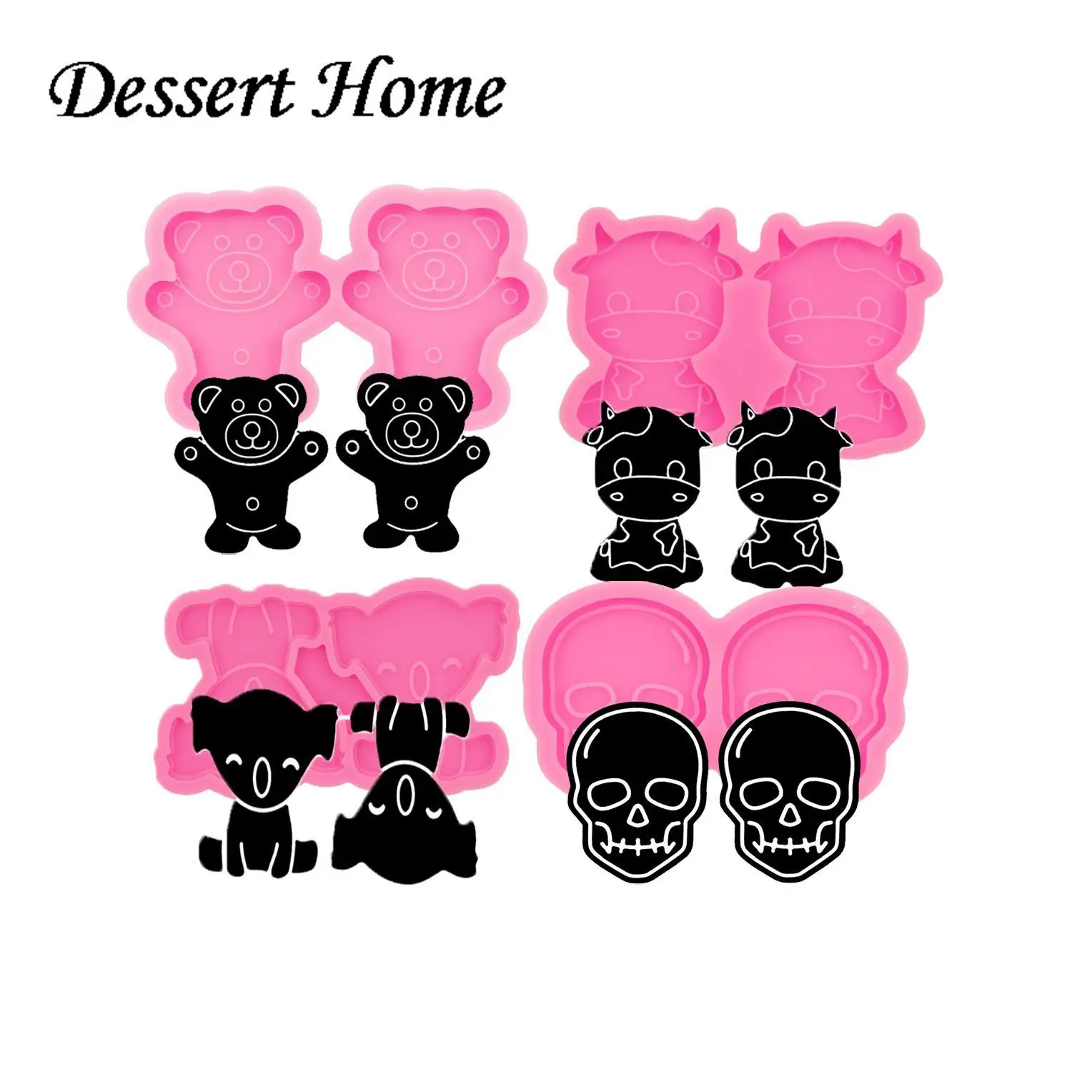 DY1633 Cow/Koala/Elephant/Apple/Skating Shoes/Apple Phone Grip Resin Crafting Mold, Chocolate Fondant Sugarcraft Molds DIY Cake