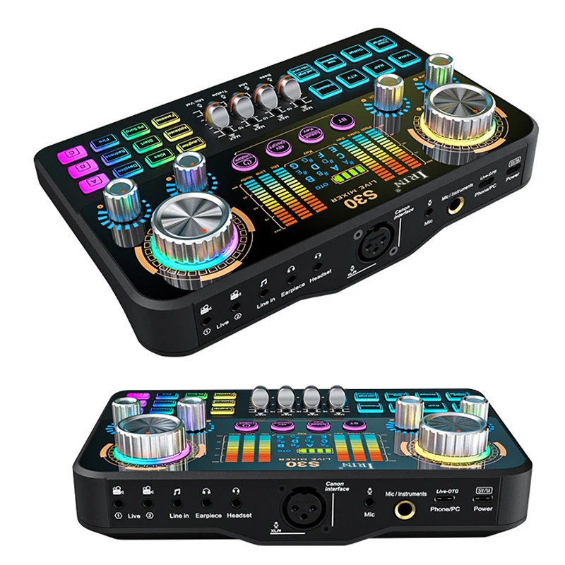 IRIN S30 Live Sound Card Audio Mixer DJ Mixing Effects Voice-Changing Music Recording Equipment