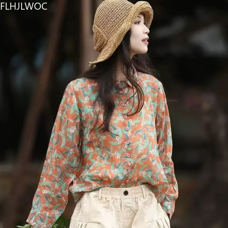 Hauts en coton et lin pour filles, chemisiers de Village rustique, Style campagnard, japon Mori, mignon, doux, imprimé Floral, rétro, Vintage, chemises de base