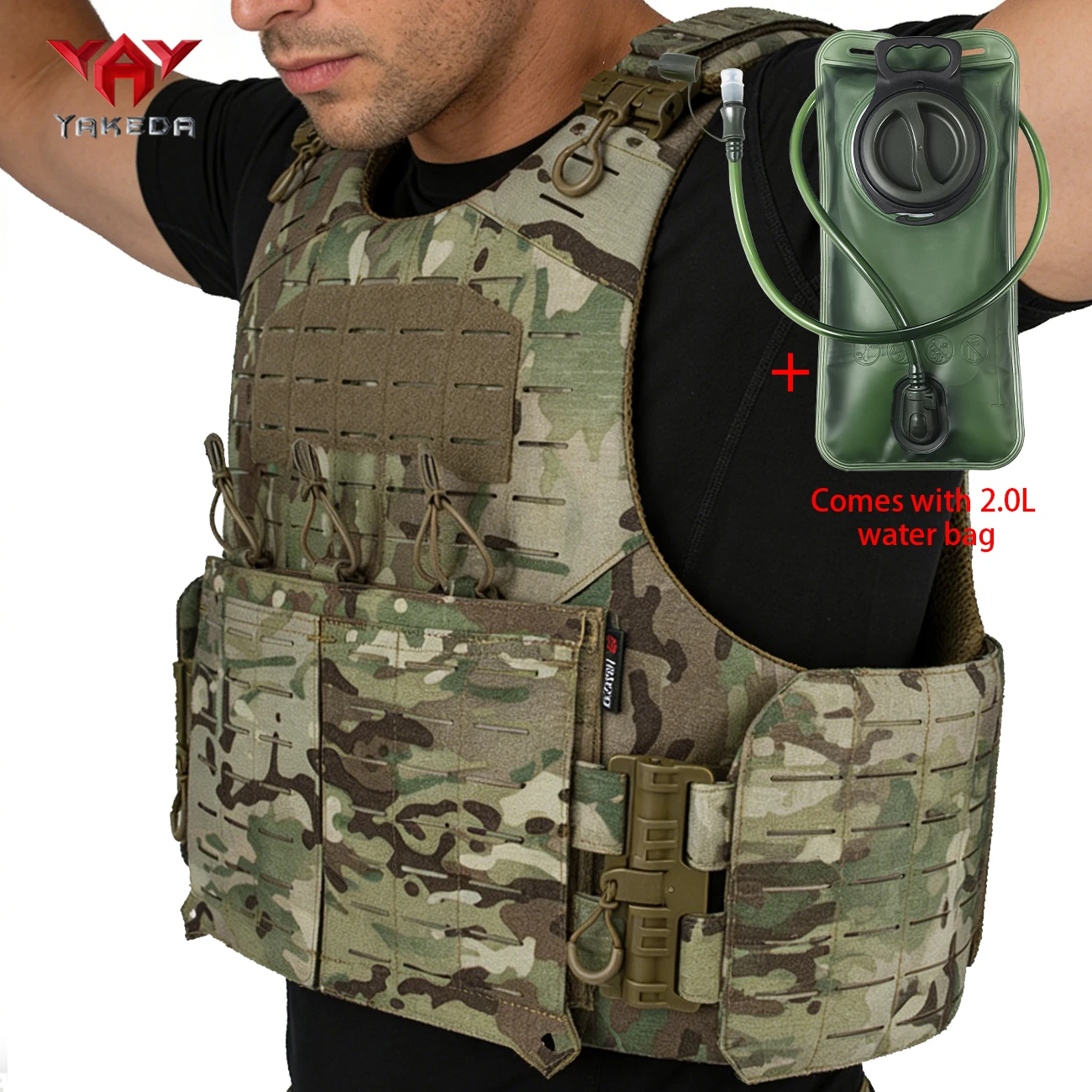 YAKEDA outdoor hunting vest+2L water bag combination vest shoulder strap with quick release buckle for quick on and off