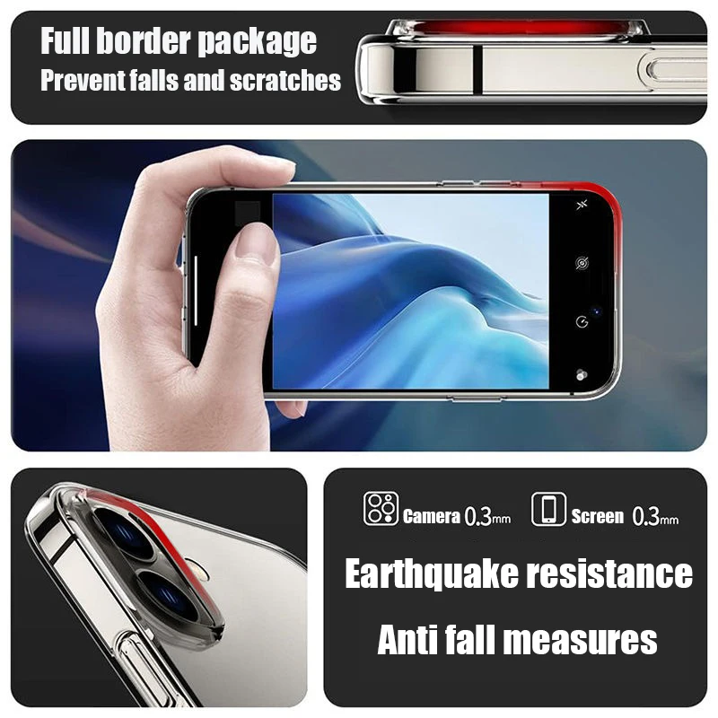 For iPhone 16Plus 16 TPU Transparent Silicone Soft Phone Case for iPhone 11 12 13 14 15 16 Pro Max Slim Clear Shockproof Cover