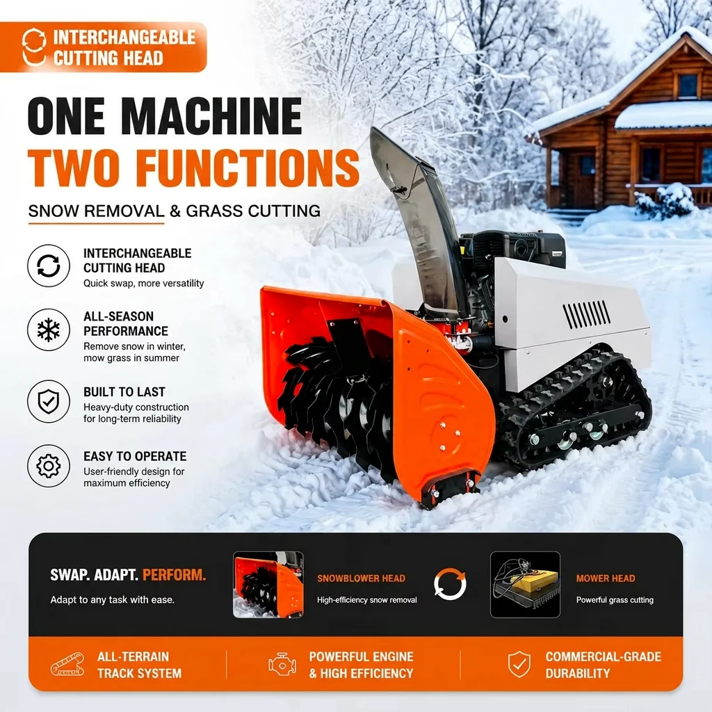 All Terrain Hybrid 100cm Clearing Width Powered Professional Tracked Machine with 15m Throw Distance for RC Snow Blower