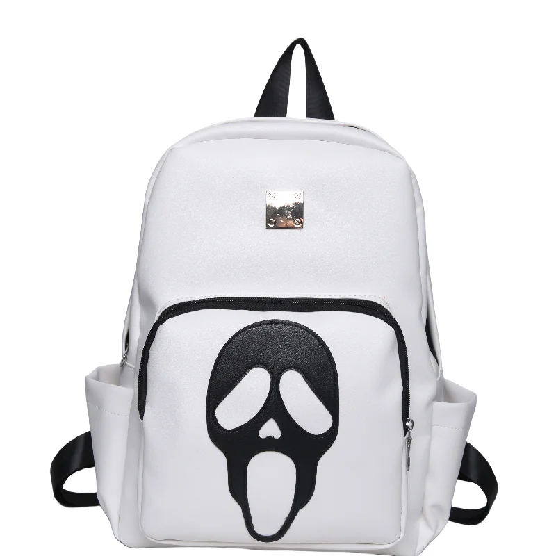 Horror Ghost Women's Backpack For Halloween Multi Pocket Student Shoulder Bag Ladies Casual Travel Rucasack Creative Handbag