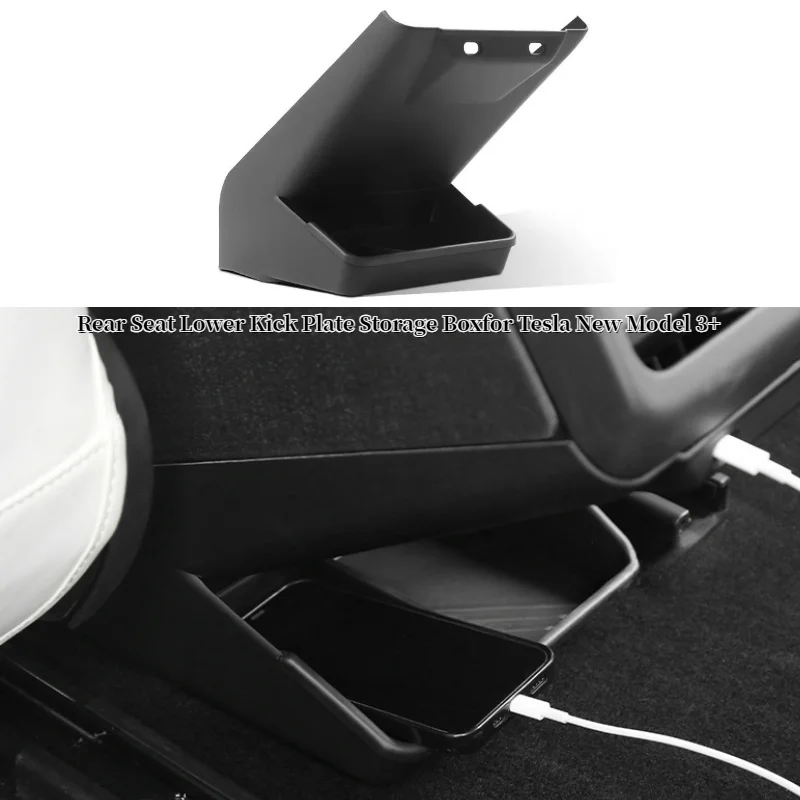 Car Under Seat Anti-kick Plate Storage Box for Tesla New Model 3+ Highland 2024 Rear Seat Corner Guard Car Interior Accessories