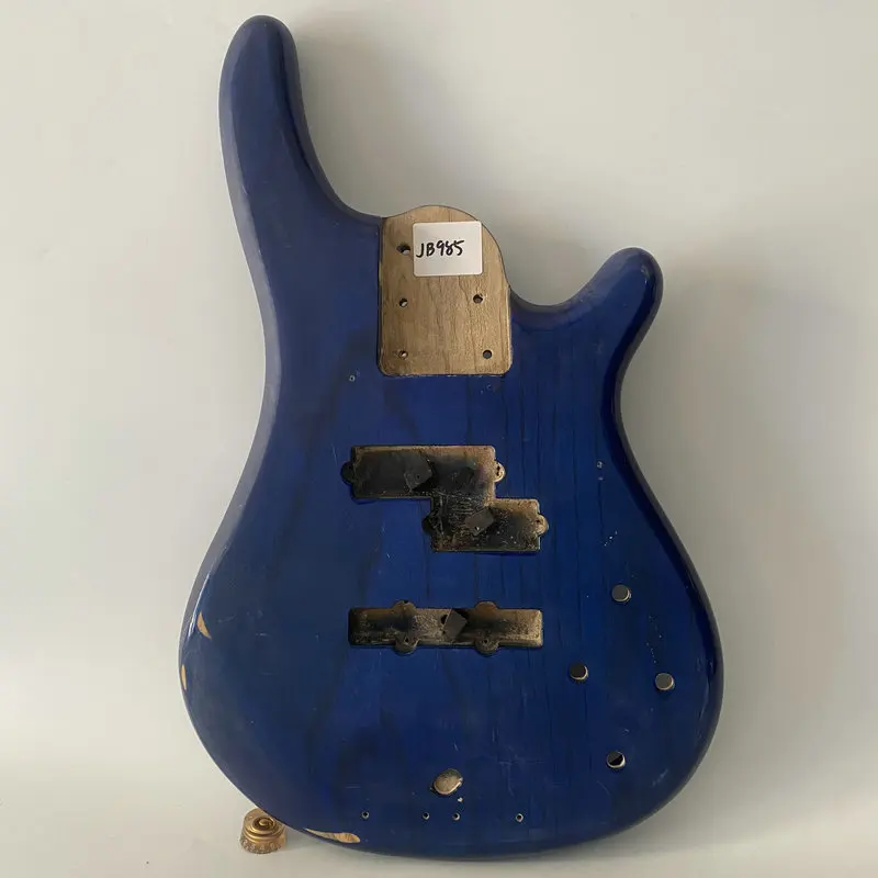 

JB985 5 or 6 Strings Electric Bass Active Pickups in Blue Color with Wood and Paints Damages Unfinished PJB Bass Body DIY USE