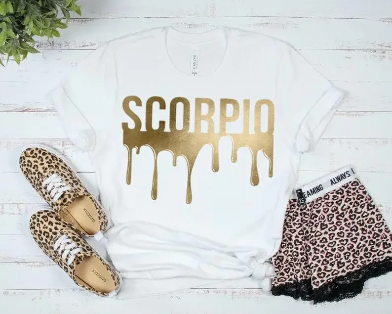 Scorpio Drip File  Funny Graphic Cotton Women Tshirt Short Sleeve Tees O Neck Female Clothing Streetwear harajuku 100% cotton