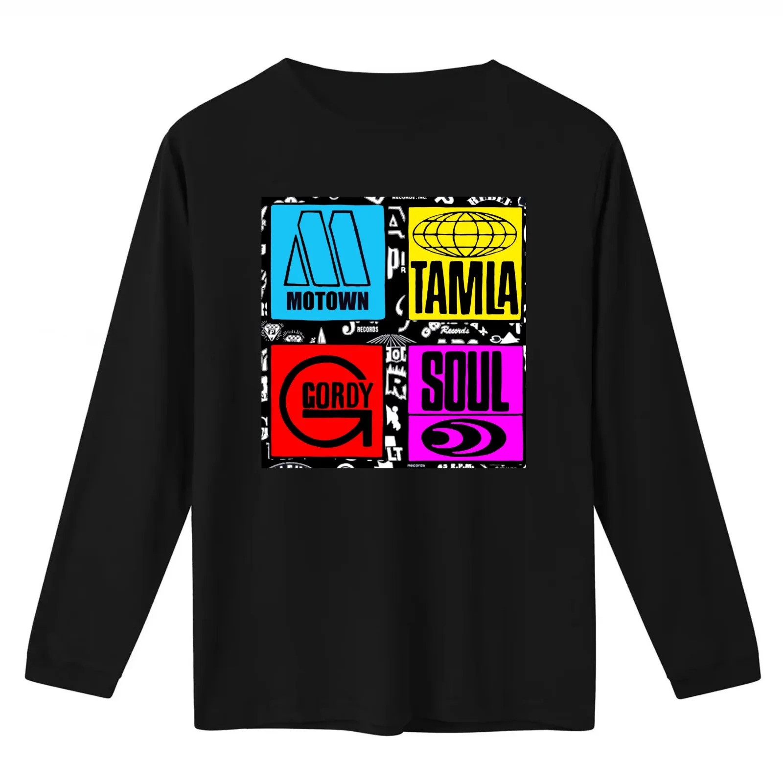 Tamla soul Motown Gordy sixties vintage record label collage pop art T-Shirt Summer Casual Cotton Tee Vintage Graphic Print