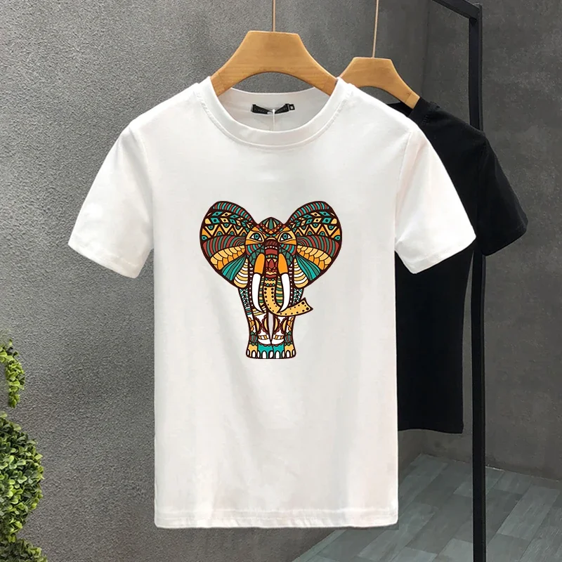 Unisex Oversized Cotton T-Shirt Thailand Elephant Print High-Quality Summer Luxury Tee Creative Brand Top for Men And Kids