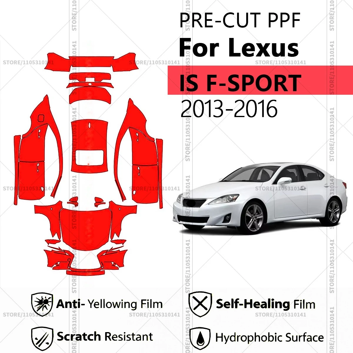 For Lexus IS F-SPORT 2013-2016 Pre-Cut Paint Protection Film PPF Transparent Car Film Professional Automotive PPF Full Vehicle