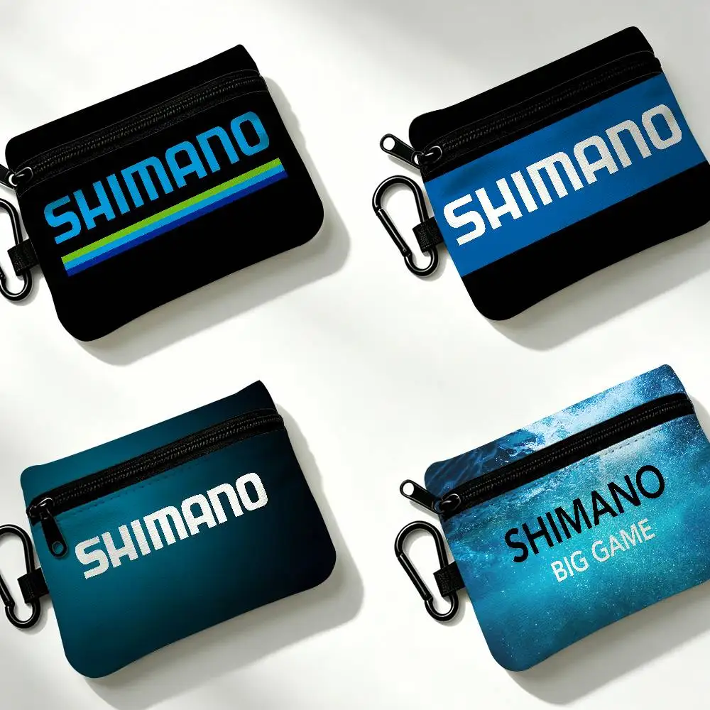 B-Shimanos Mini Oxford Cloth Coin Purse With Carabiner Hook Portable Key Card Wallet Small Zipper Storage Pouch