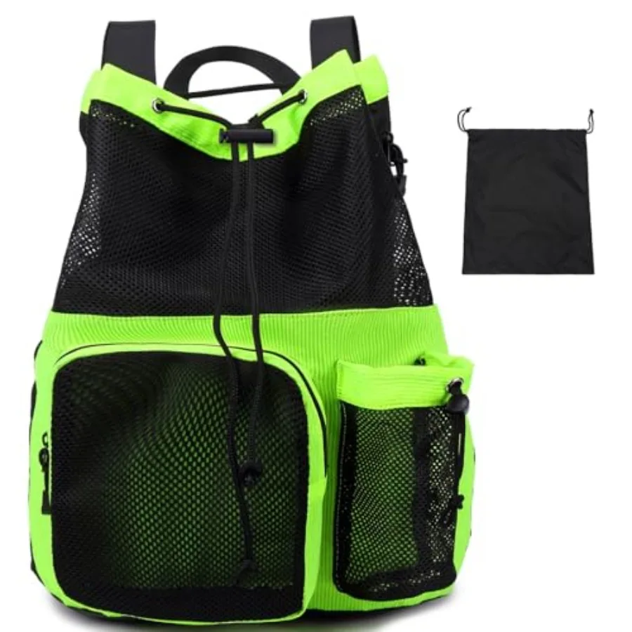 

Lohol Large Mesh Drawstring Backpack with Shoe Bag, Durable Swimming String Sack with Handle for Sports Gym Yoga Beach Travel