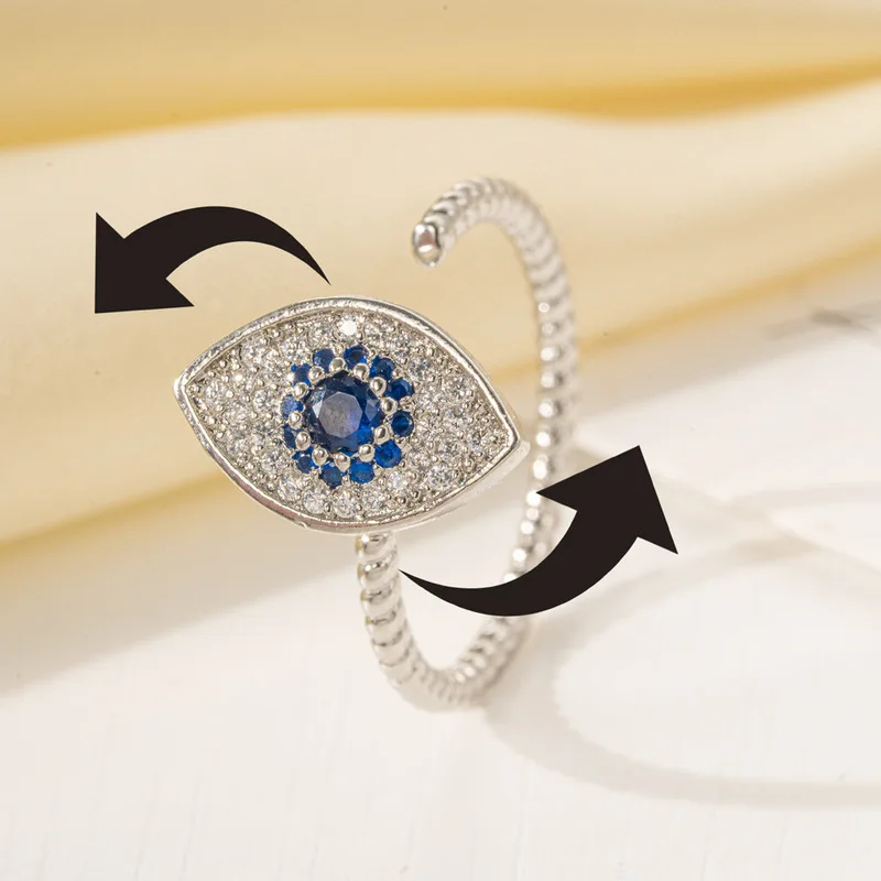 Fashion Cherry Blossom Anxiety Ring Fidget Spinner Rings for Women Cute Cat Bee Bunny Butterfly Rotating Ring