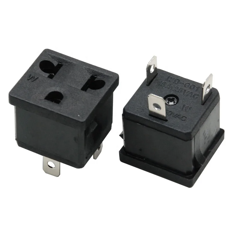 15A125V US America Type B 3 inlet electric connector power wall socket