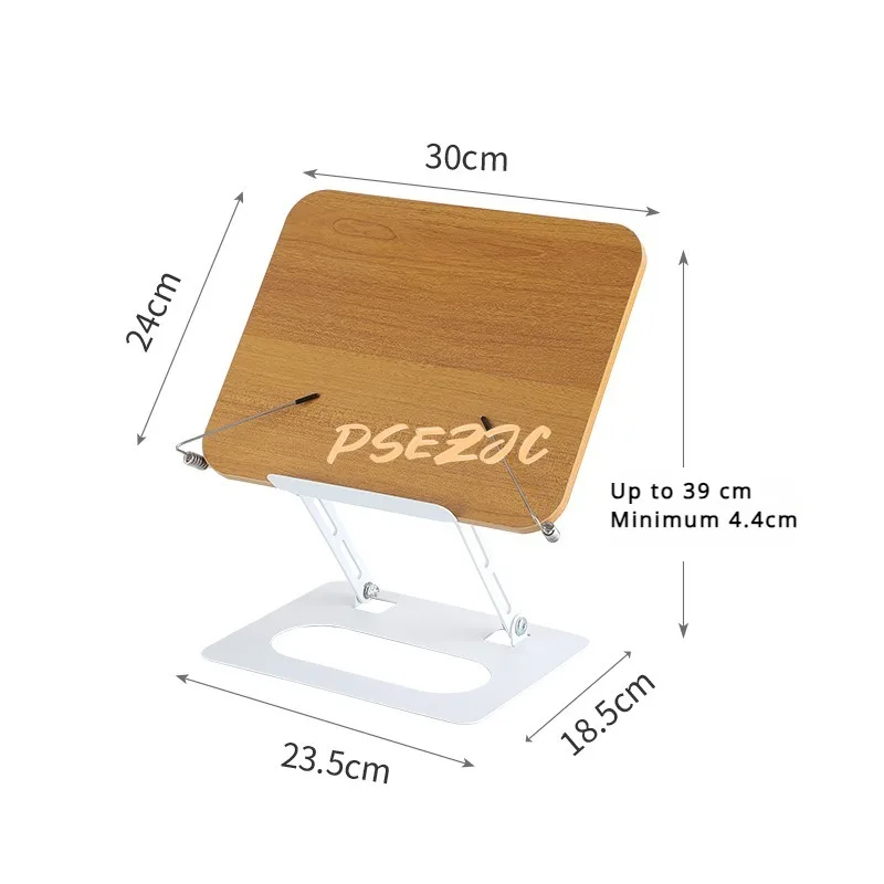 Cornice di lettura rotante portatile a grana di legno per l'apprendimento domestico Rack di libri di supporto per Notebook elevabile multifunzionale